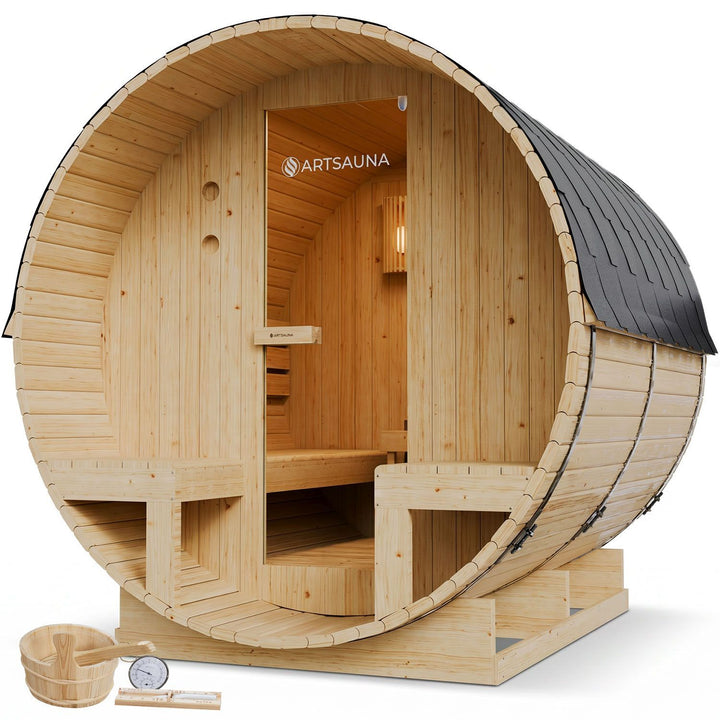 Fasssauna Spitzbergen mit Saunaofen