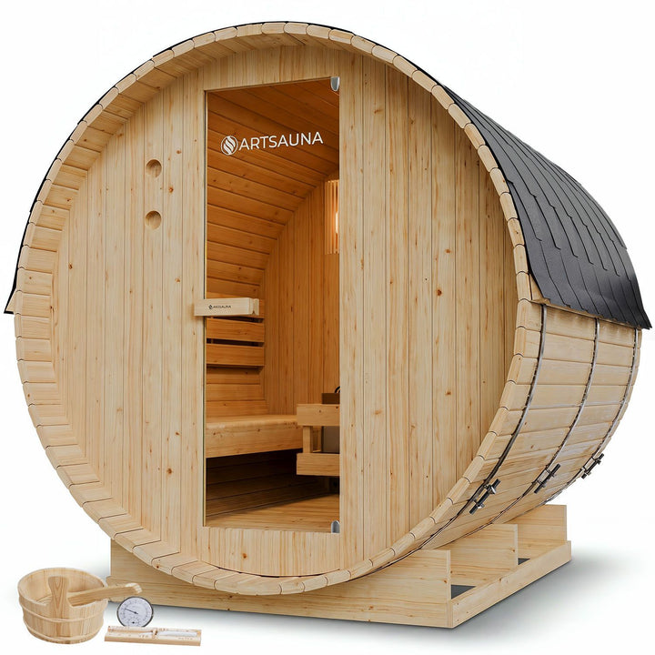 Fasssauna Spitzbergen mit Saunaofen