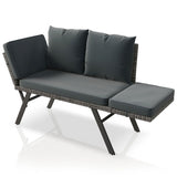 Polyrattan Multifunktionsbank Calvia Schwarz/Grau/Creme