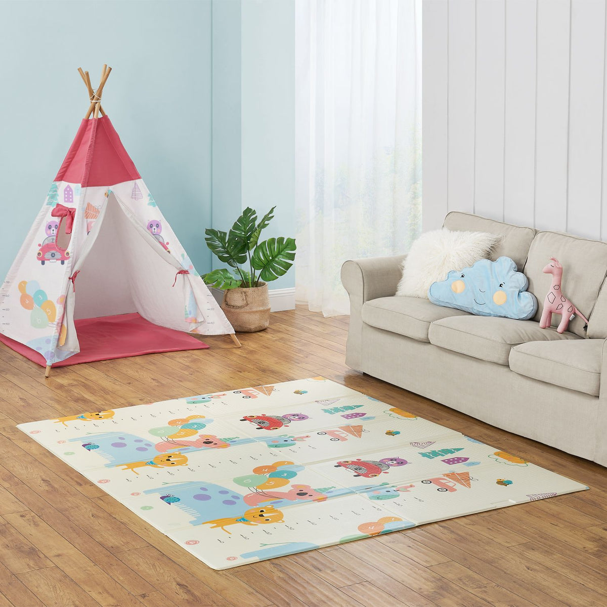 Spielmatte 180 x 200 cm mit diversen Tiermotiven