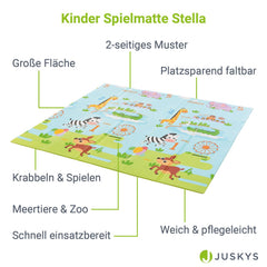 Spielmatte 180 x 200 cm mit diversen Tiermotiven