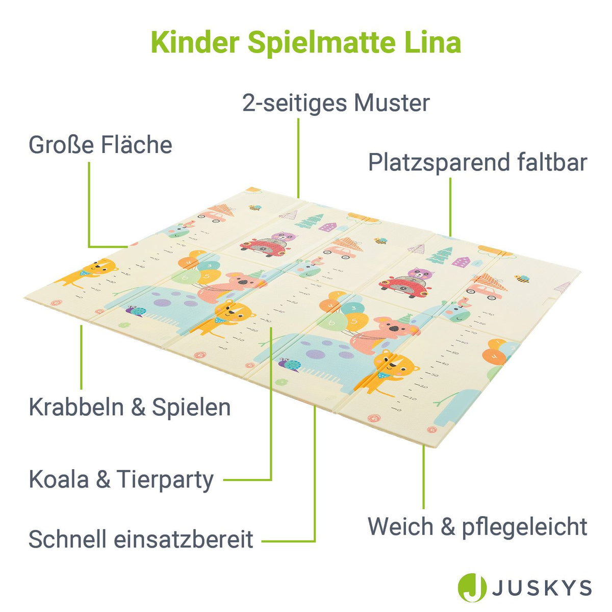 Spielmatte 180 x 200 cm mit diversen Tiermotiven