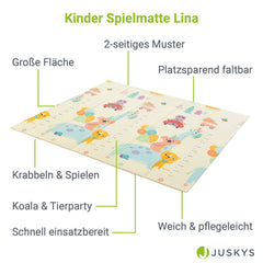 Spielmatte 180 x 200 cm mit diversen Tiermotiven