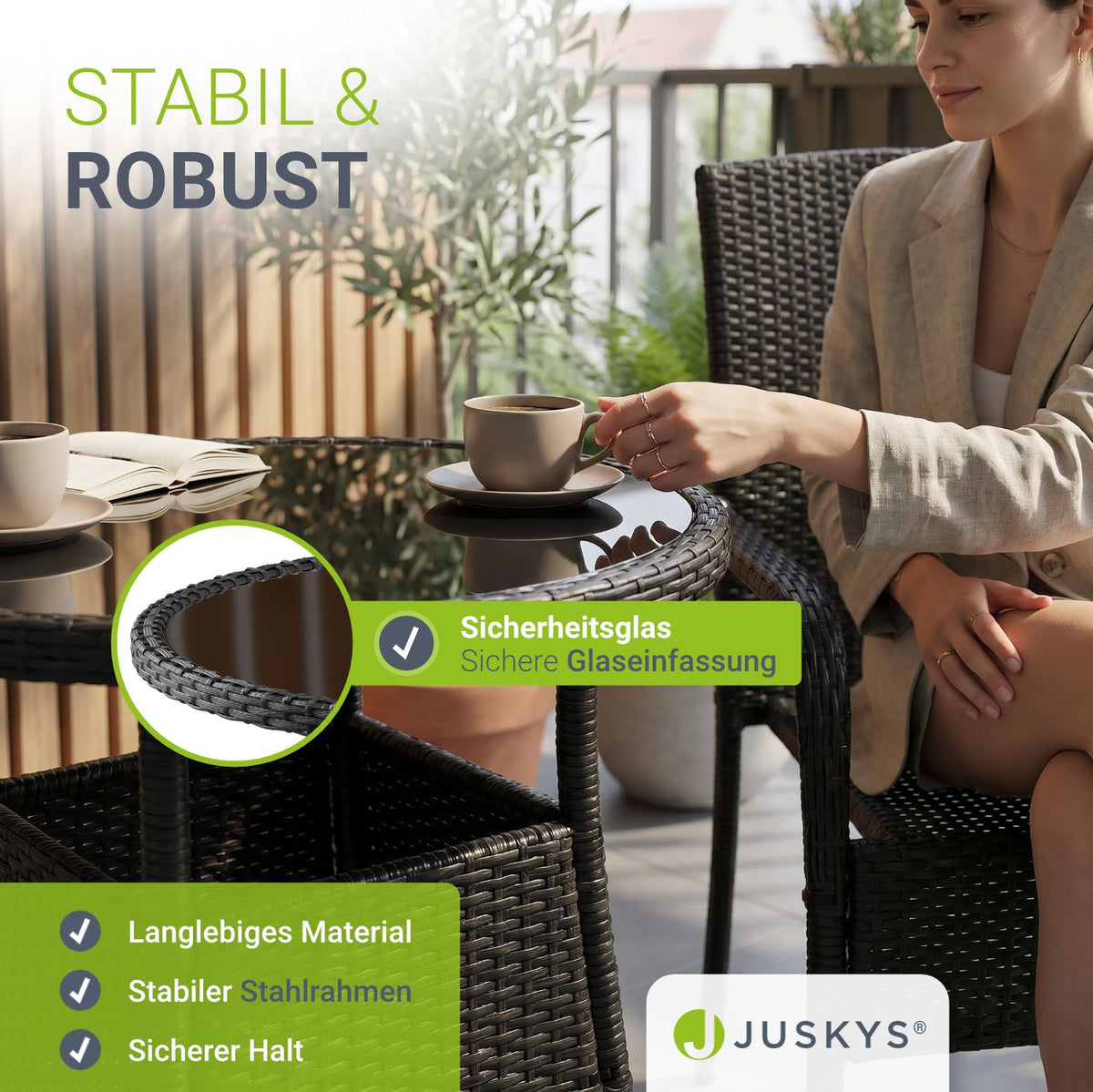 Runder Polyrattan Gartentisch Yoro