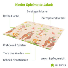 Spielmatte 180 x 200 cm mit diversen Tiermotiven