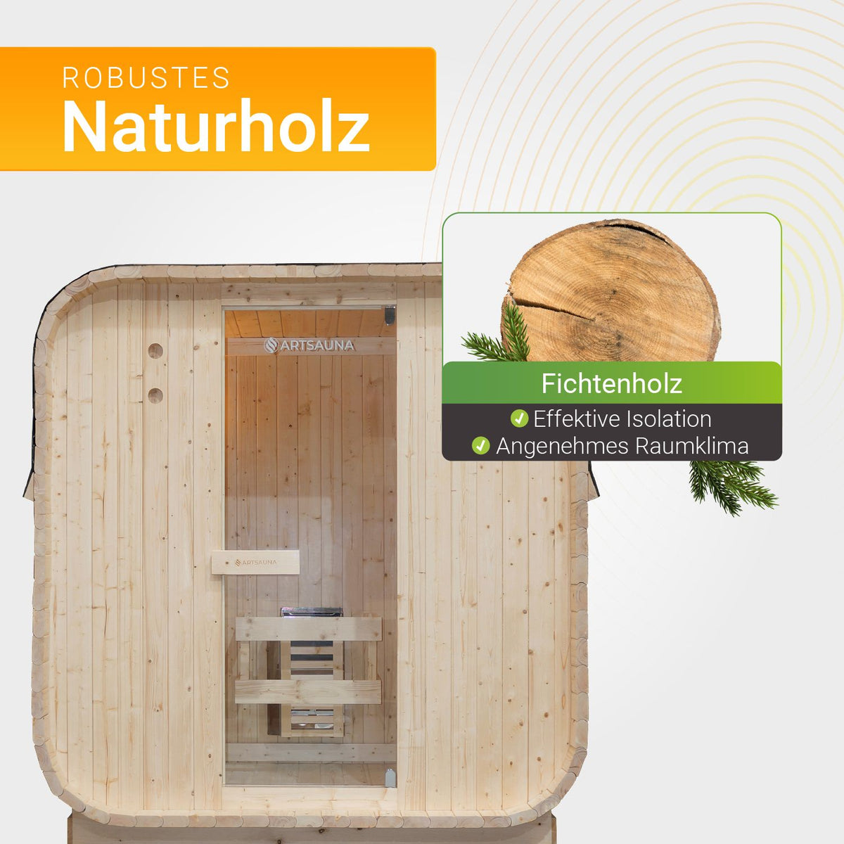 Fasssauna quadratisch Nolvik