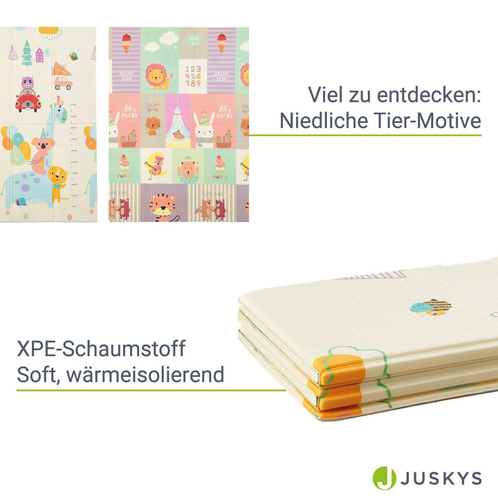 Spielmatte 180 x 200 cm mit diversen Tiermotiven
