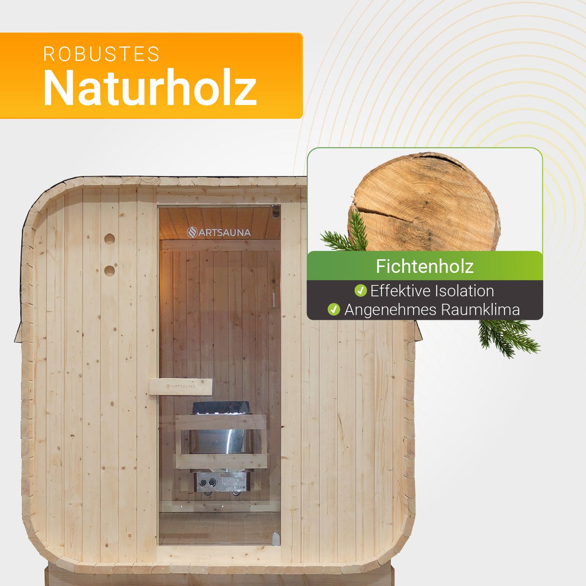 Fasssauna quadratisch Nolvik