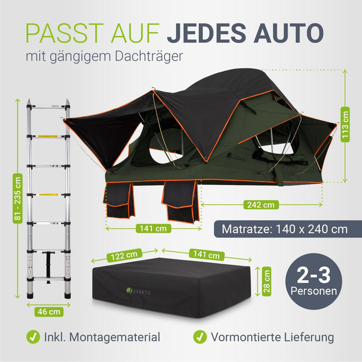 Dachzelt Lago für 2-3 Personen