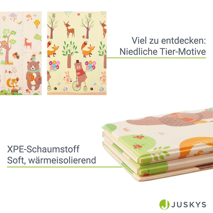 Spielmatte 180 x 200 cm mit diversen Tiermotiven