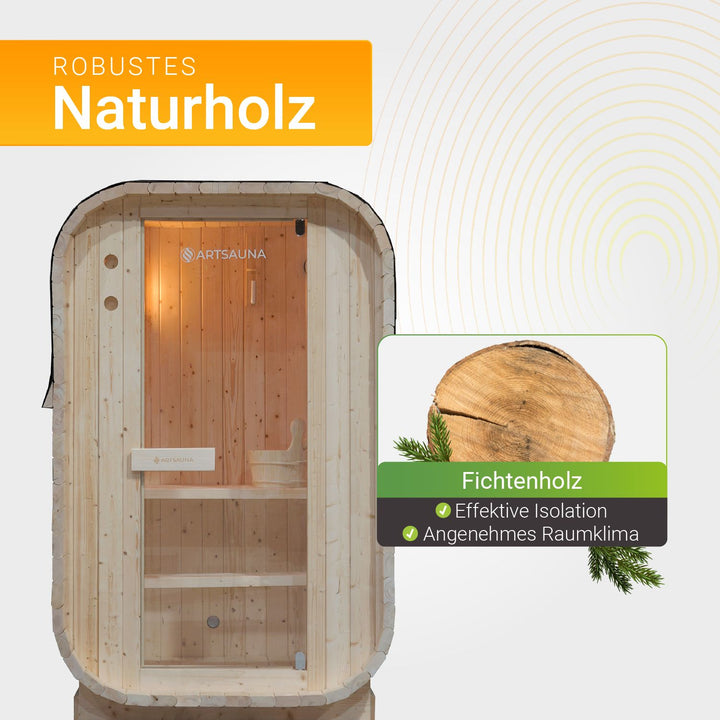 Fasssauna quadratisch Nolvik