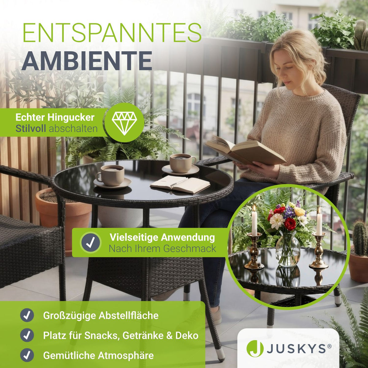 Runder Polyrattan Gartentisch Yoro