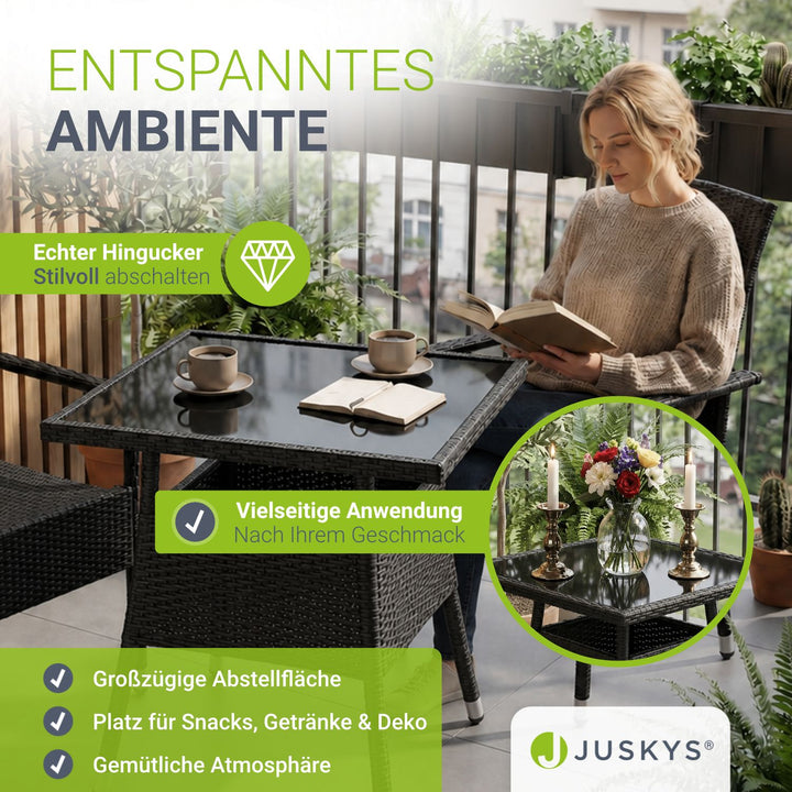 Eckiger Polyrattan Gartentisch Yoro