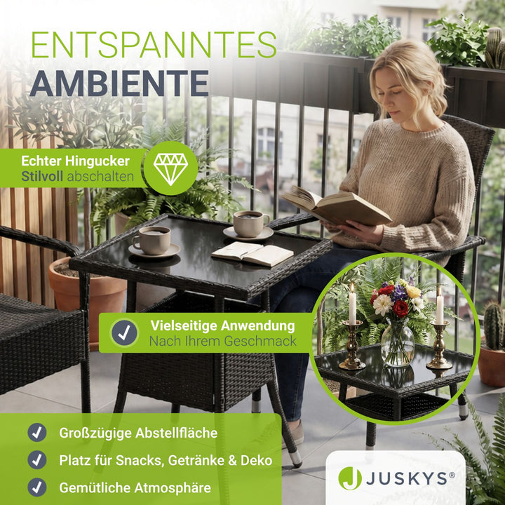 Eckiger Polyrattan Gartentisch Yoro