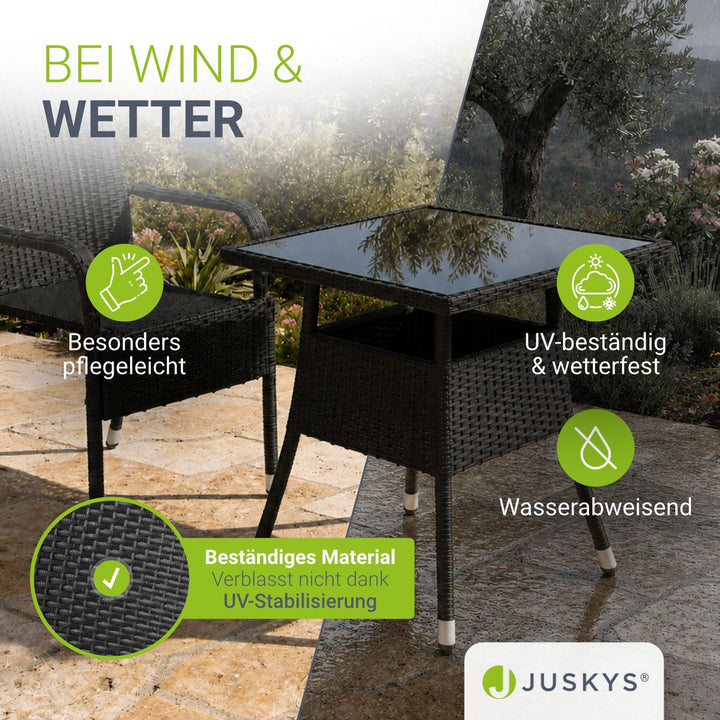 Eckiger Polyrattan Gartentisch Yoro