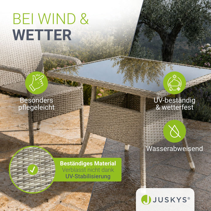 Eckiger Polyrattan Gartentisch Yoro