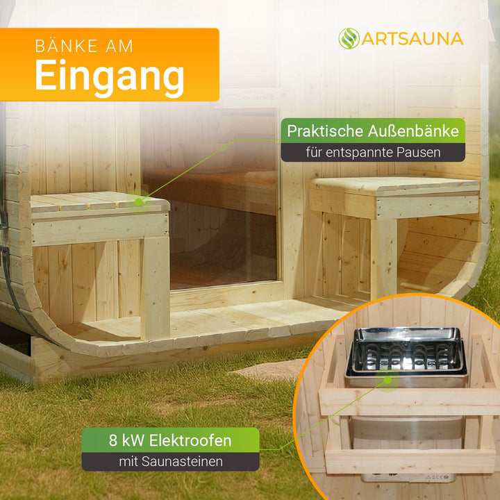 Fasssauna quadratisch Nolvik