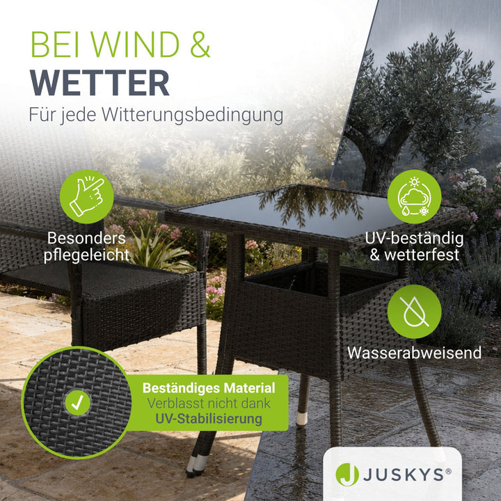 Eckiger Polyrattan Gartentisch Yoro