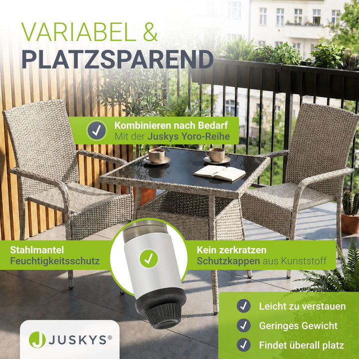 Eckiger Polyrattan Gartentisch Yoro
