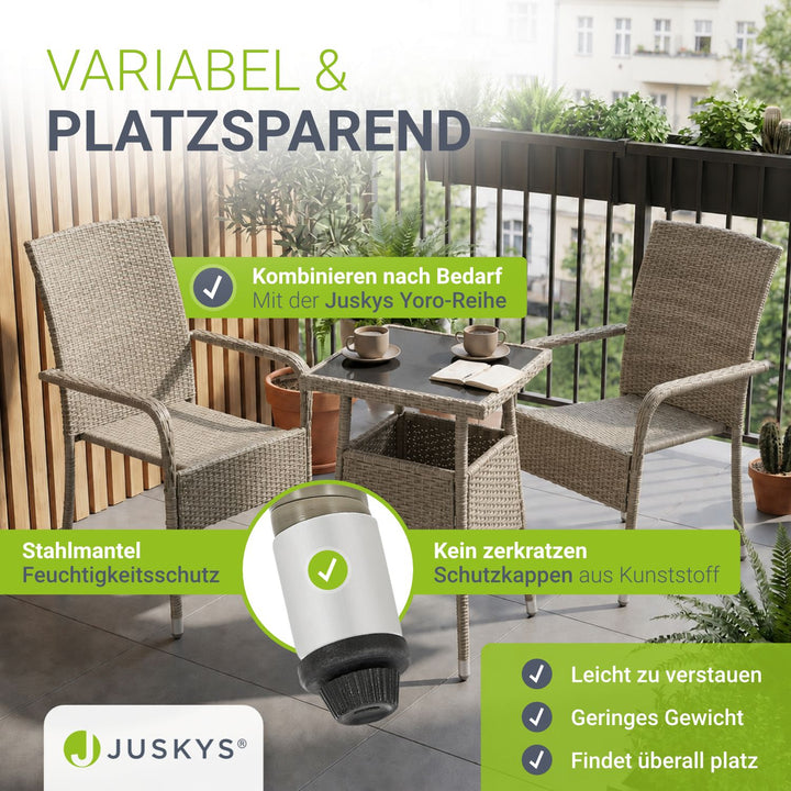 Eckiger Polyrattan Gartentisch Yoro