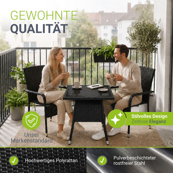 Eckiger Polyrattan Gartentisch Yoro