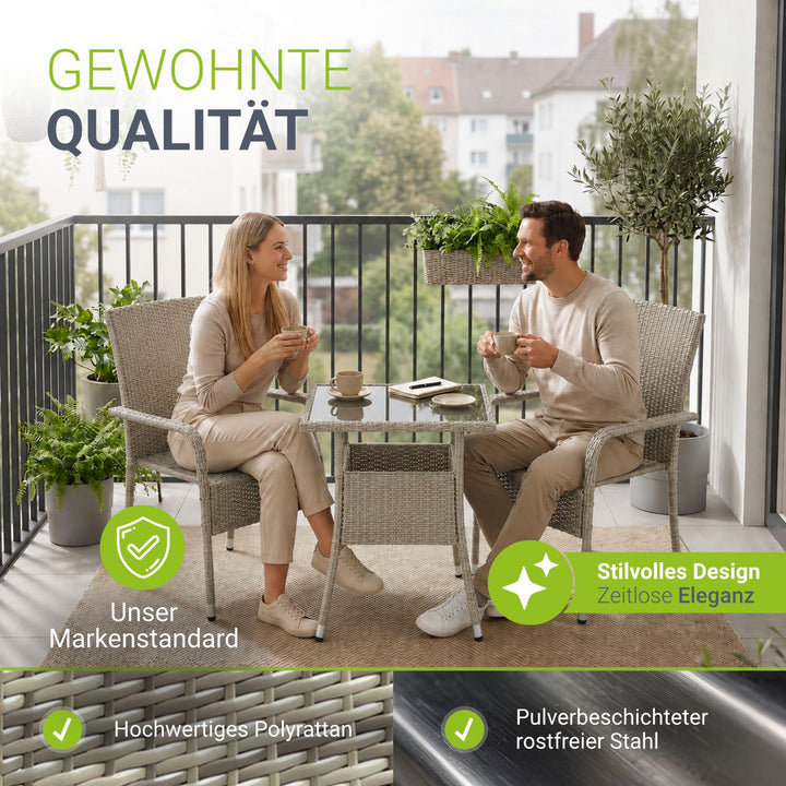 Eckiger Polyrattan Gartentisch Yoro