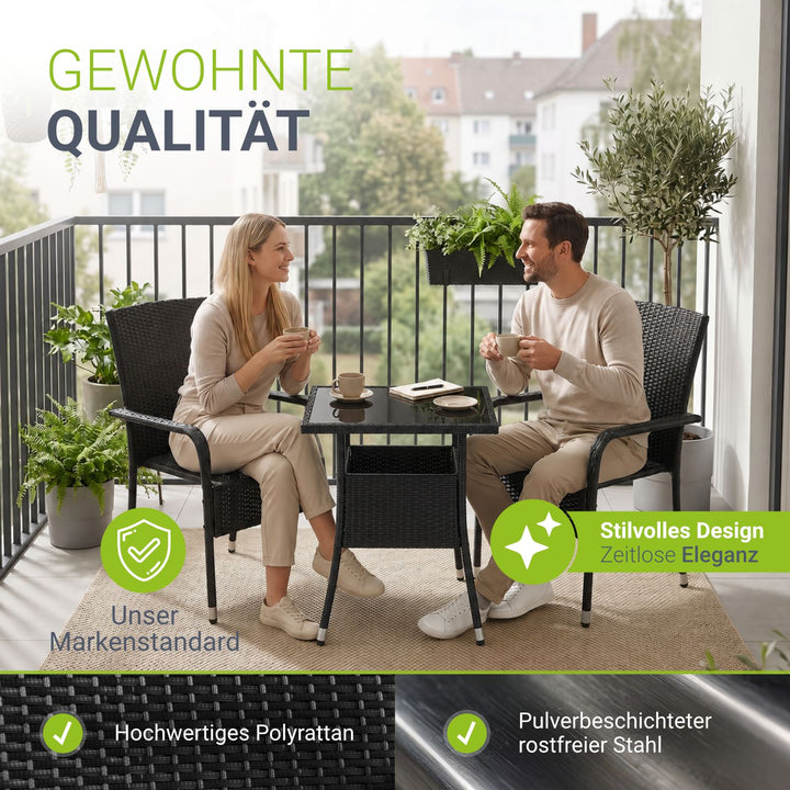Eckiger Polyrattan Gartentisch Yoro